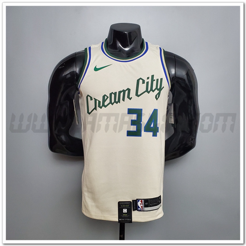 Maglia Milwaukee Bucks (Antetokounmpo #34) Beige