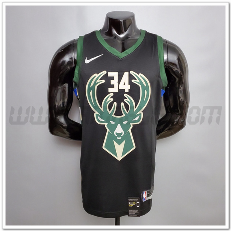 Maglia Milwaukee Bucks (Antetokounmpo #34) Nero