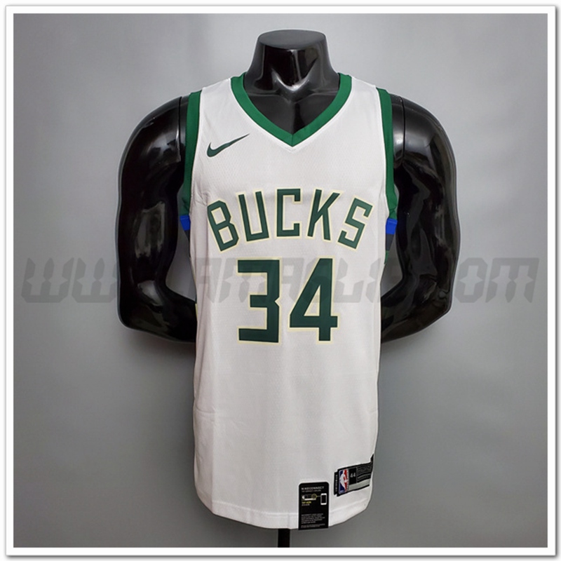 Maglia Milwaukee Bucks (Antetokounmpo #34) Bianco