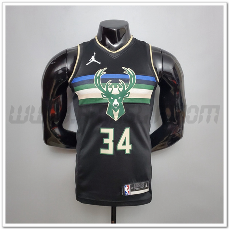 Nuovo Maglia Milwaukee Bucks (Antetokounmpo #34) Nero Jordan Theme Edition