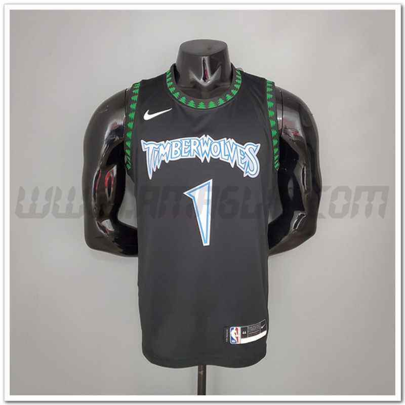 Maglia Minnesota Timberwolves (Edwards #1) 2018 Retro Nero