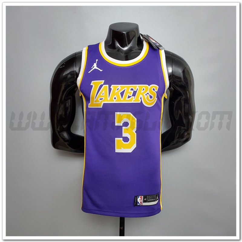 Maglia Los Angeles Lakers (Davis #3) Porpora Theme Encolure Ronde