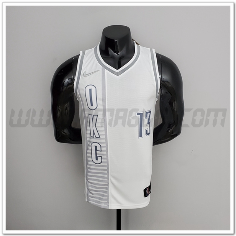 Maglia Oklahoma City Thunder (George #13) Bianco 75°anniversario Citta