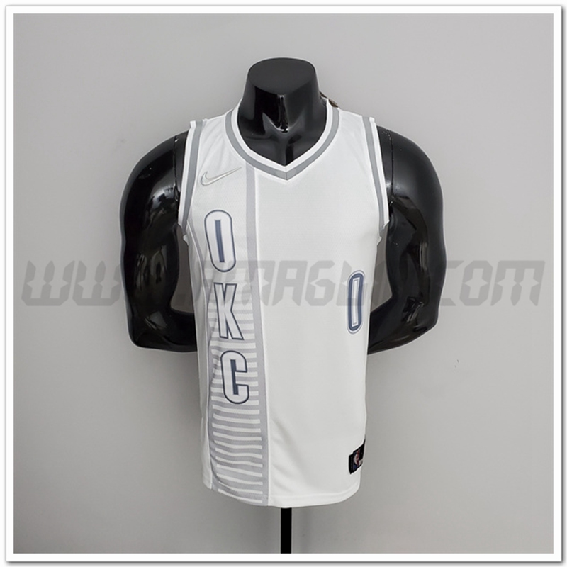 Maglia Oklahoma City Thunder (Westbrook #0) Bianco 75°anniversario Citta
