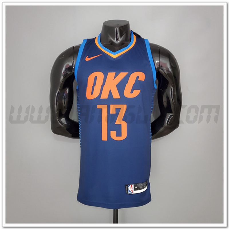 Maglia Oklahoma City Thunder (George #13) Blu Stripes