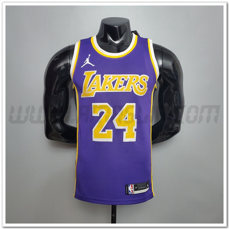 Maglia Los Angeles Lakers (Bryant #24) Porpora Theme Encolure Ronde