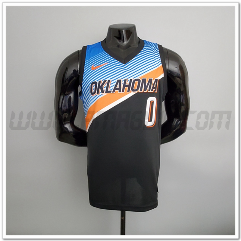 Maglia Oklahoma City Thunder (Westbrook #0) Nero Citta