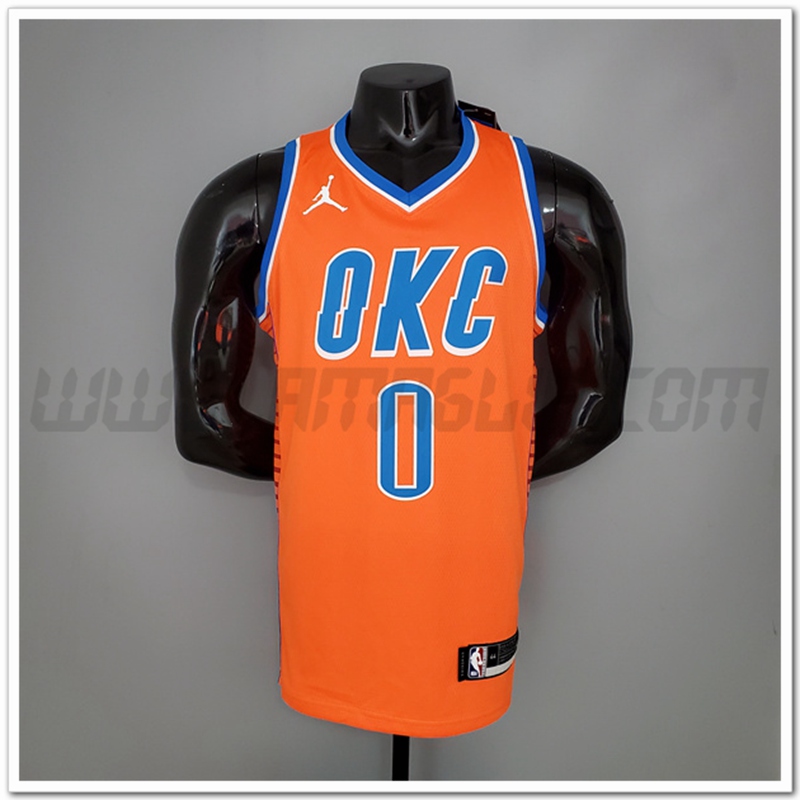 Maglia Oklahoma City Thunder (Westbrook #0) Orange Jordan