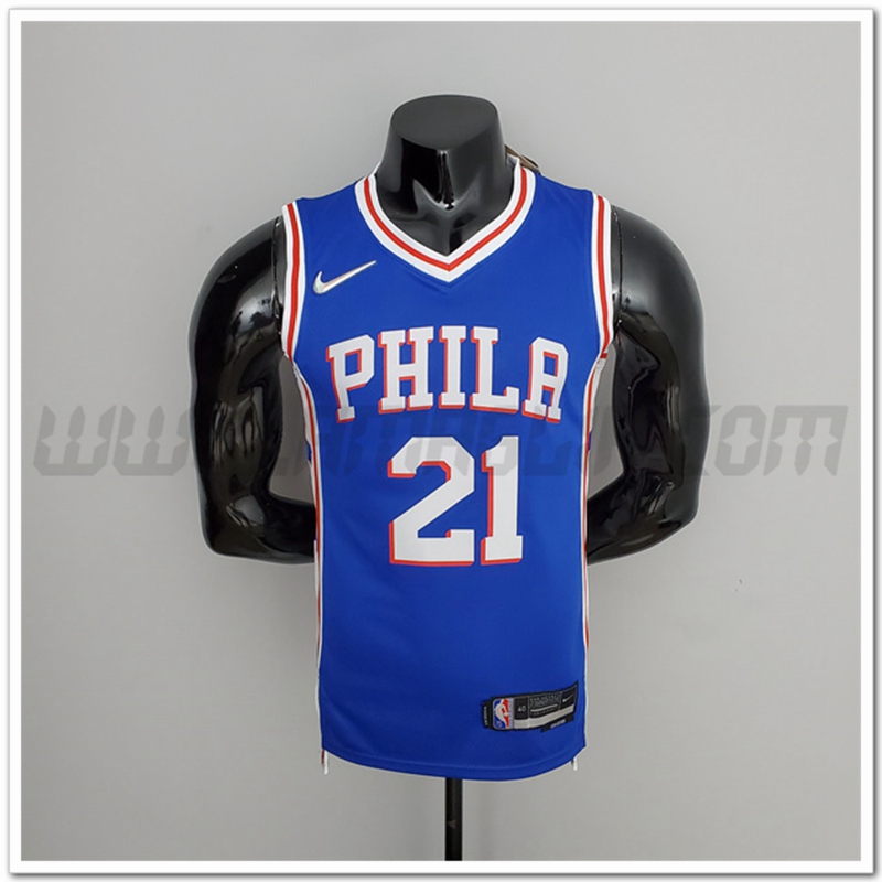 Maglia Philadelphia 76ers (Embiid #21) Blu 75°anniversario