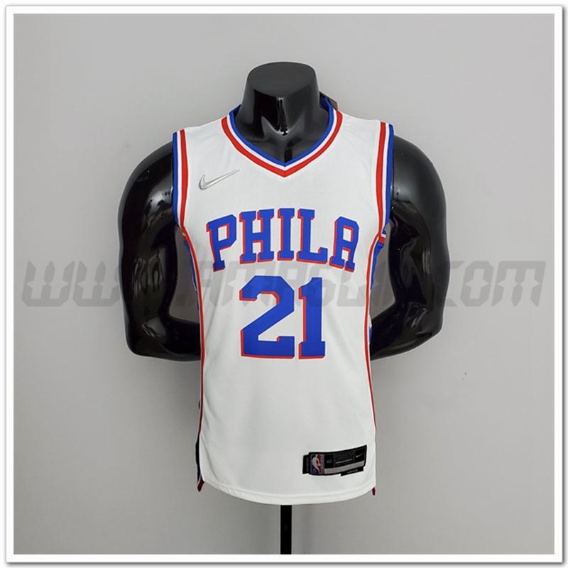 Maglia Philadelphia 76ers (Embiid #21) Bianco 75°anniversario