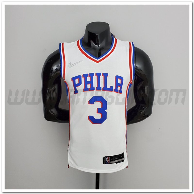 Maglia Philadelphia 76ers (Iverson #3) Bianco 75°anniversario