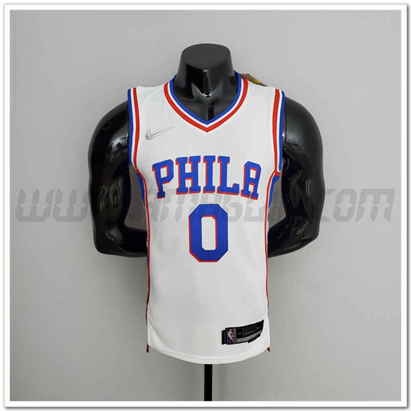 Maglia Philadelphia 76ers (Maxey #0) Bianco 75°anniversario