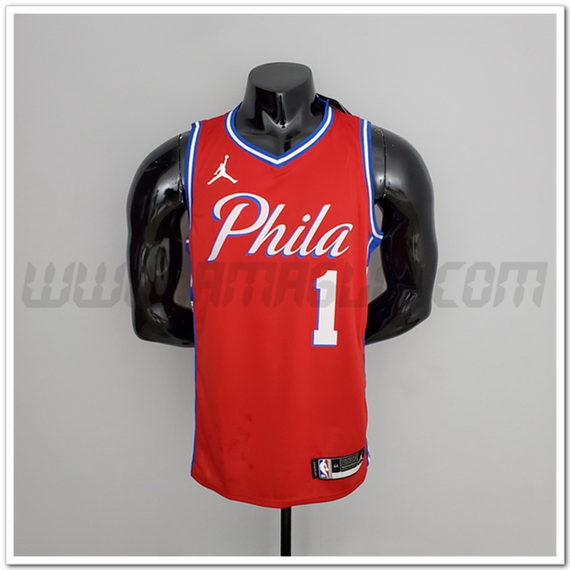 Maglia Philadelphia 76ers (Harden #1) Rosso V-collerette