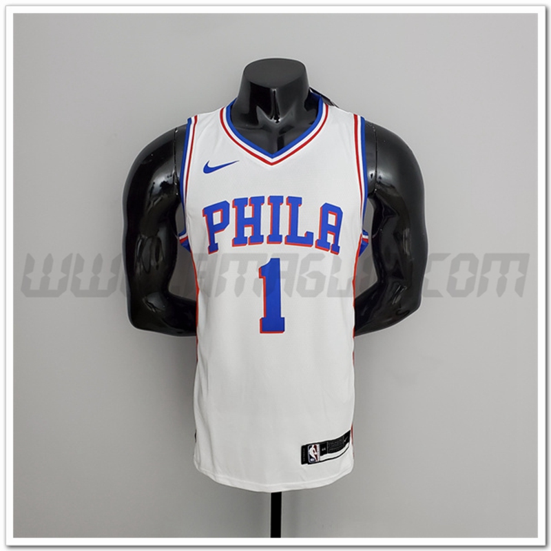 Maglia Philadelphia 76ers (Harden #1) Bianco V-collerette