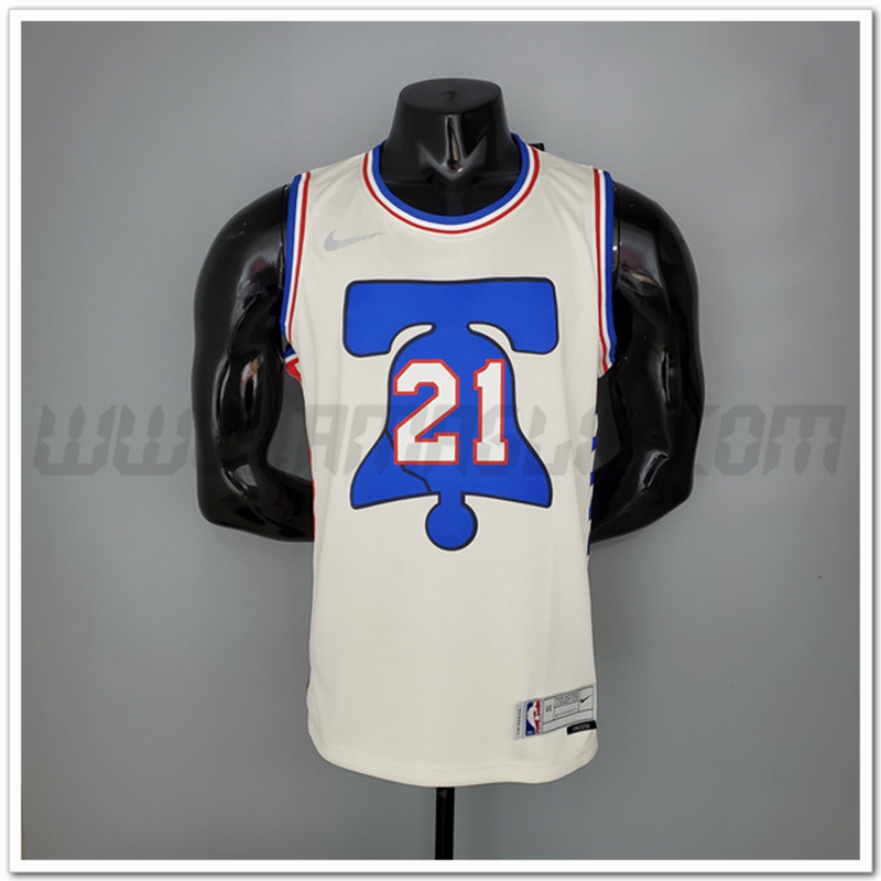 Maglia Philadelphia 76ers (Embiid #21) 2021 Beige Bonus Edition