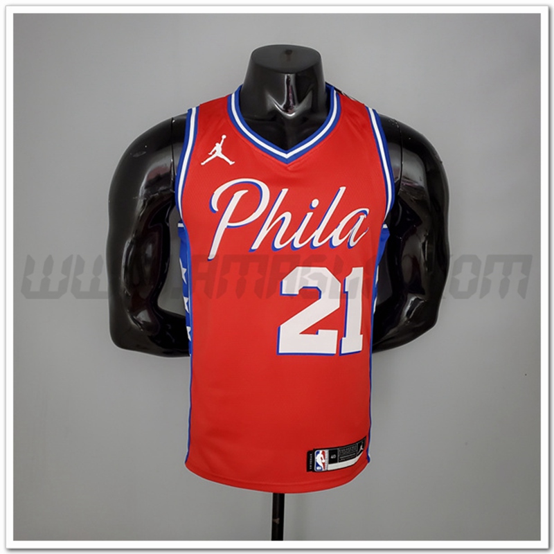 Maglia Philadelphia 76ers (Embiid #21) 2021 Rosso Jordan Themed