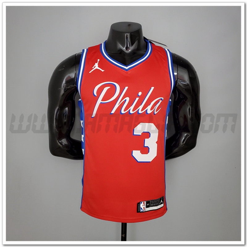 Maglia Philadelphia 76ers (Iverson #3) 2021 Rosso Jordan Themed