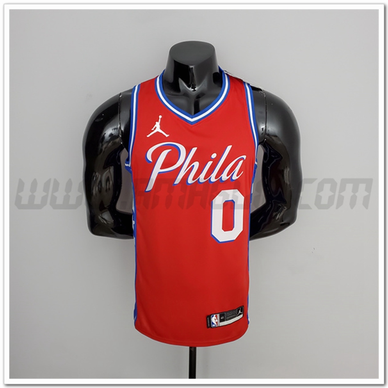 Maglia Philadelphia 76ers (Maxey #0) 2021 Rosso Jordan Themed