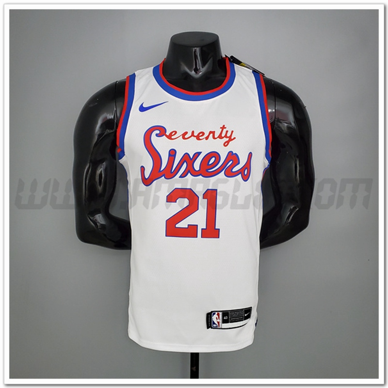 Maglia Philadelphia 76ers (Embiid #21) 2021 Bianco Retro limited