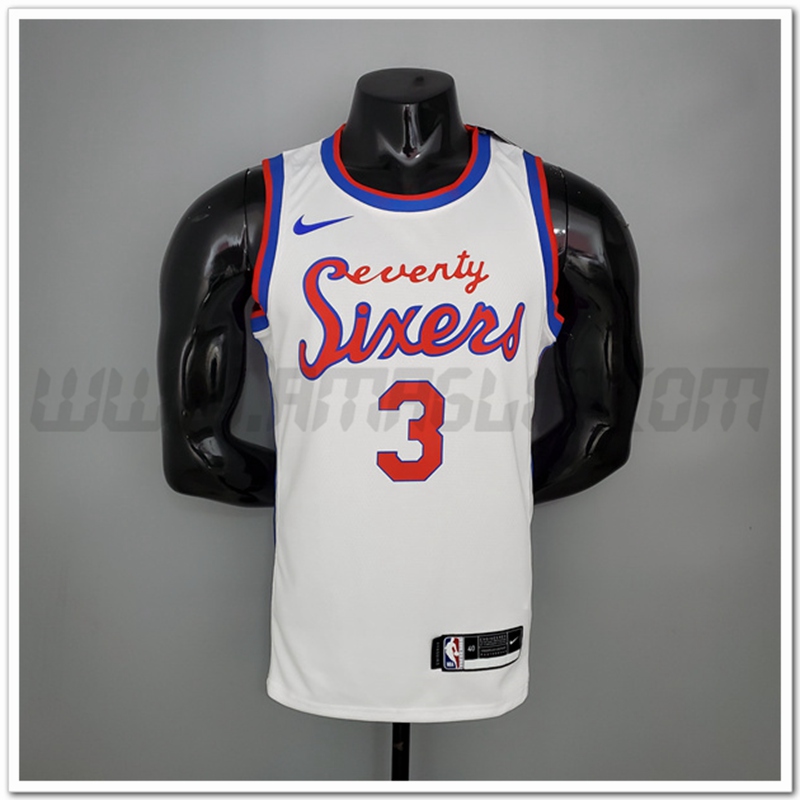 Maglia Philadelphia 76ers (Iverson #3) 2021 Bianco Retro limited