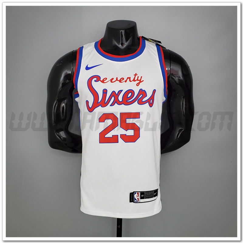 Maglia Philadelphia 76ers (Simmons #25) 2021 Bianco Retro limited