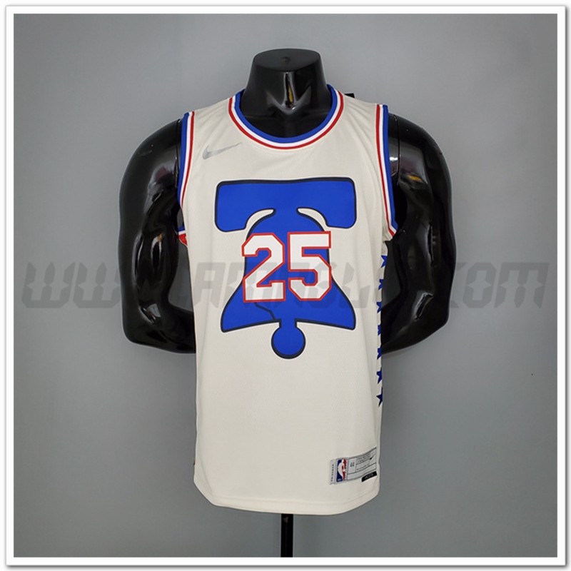 Maglia Philadelphia 76ers (Simmons #25) 2021 Beige Bonus Edition