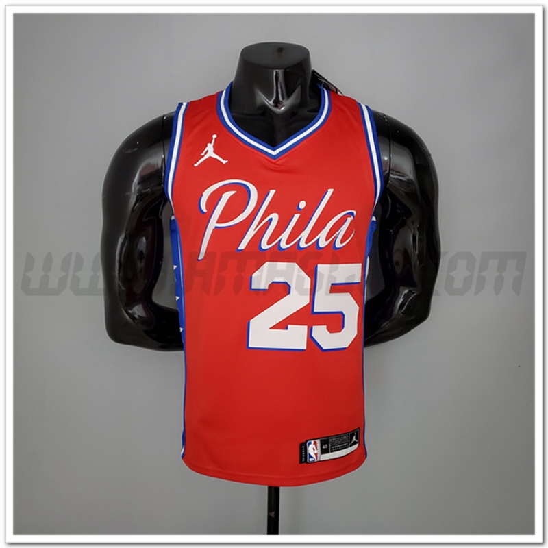 Maglia Philadelphia 76ers (Simmons #25) 2021 Rosso Jordan Themed