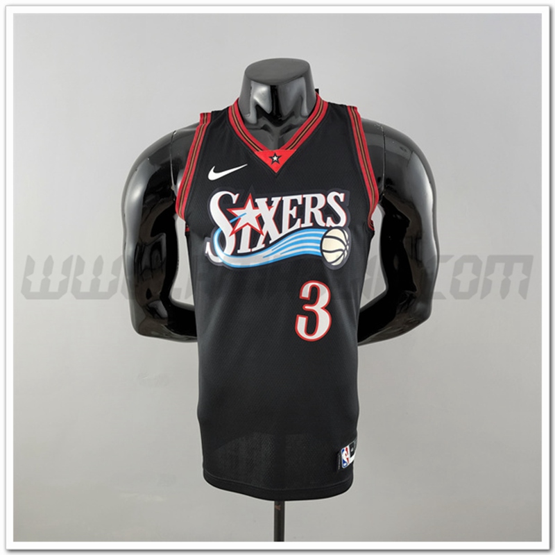 Maglia Philadelphia 76ers (Iverson #3) Retro Big Meteor Nero
