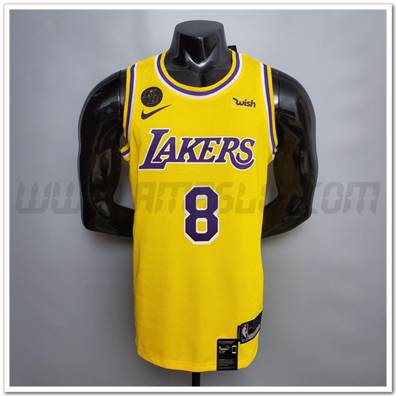 Maglia Los Angeles Lakers (Bryant #8) Giallo Encolure Ronde Commemorative Edition