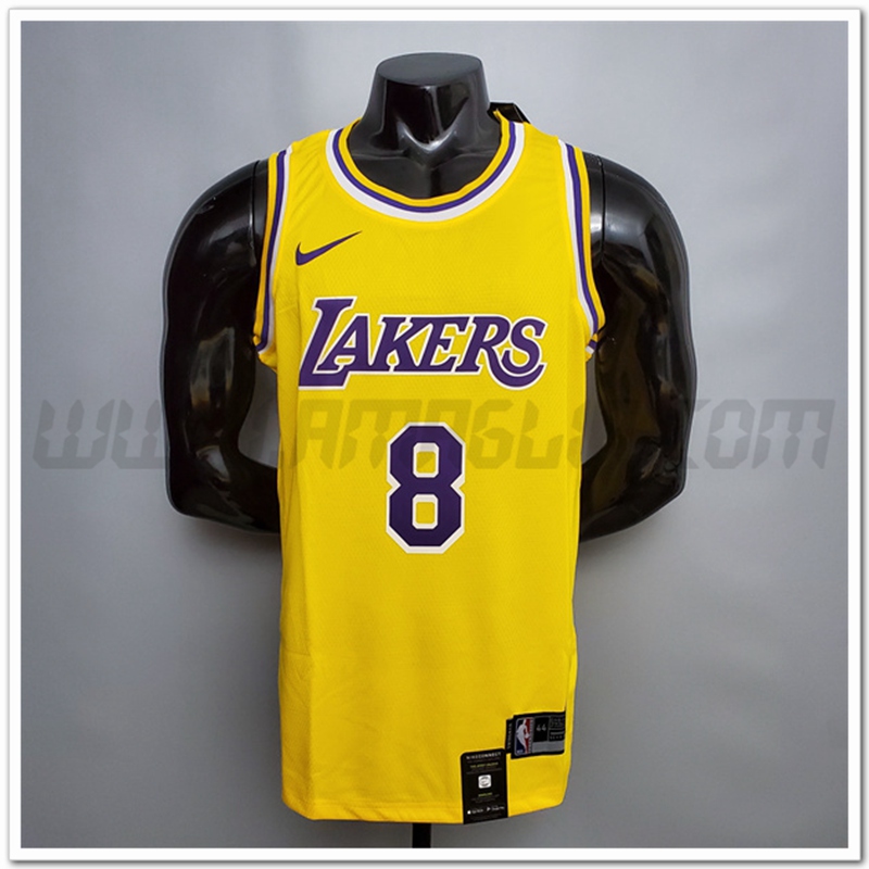 Maglia Los Angeles Lakers (Bryant #8) Giallo Encolure Ronde
