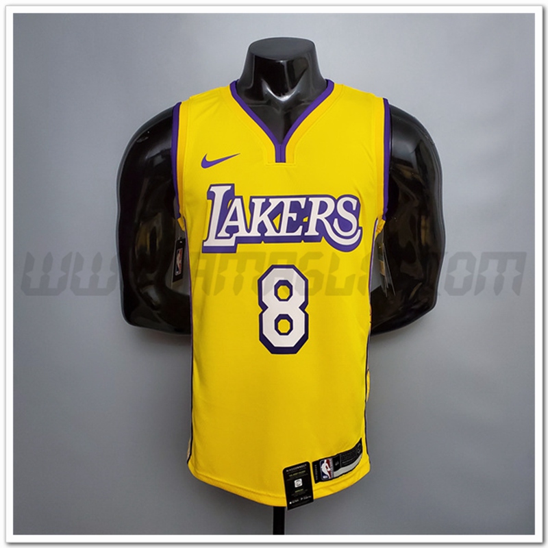 Maglia Los Angeles Lakers (Bryant #8) Giallo V-collerette Citta