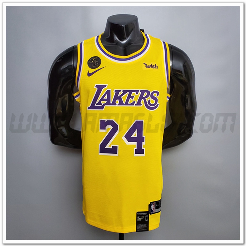 Maglia Los Angeles Lakers (Bryant #24) Giallo Encolure Ronde Commemorative Edition