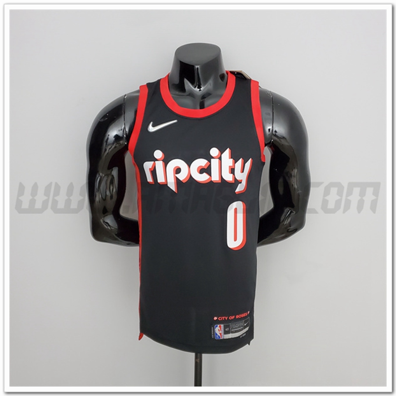 Maglia Portland Trail Blazers (Lillard #0) Stagione 2022 Nero Urban Edition