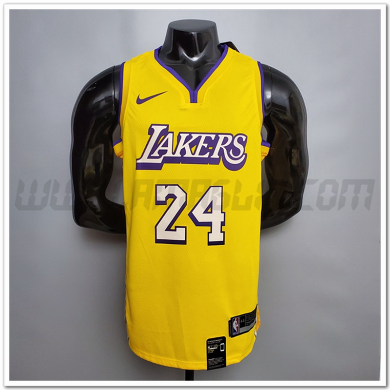 Maglia Los Angeles Lakers (Bryant #24) Giallo V-collerette Citta