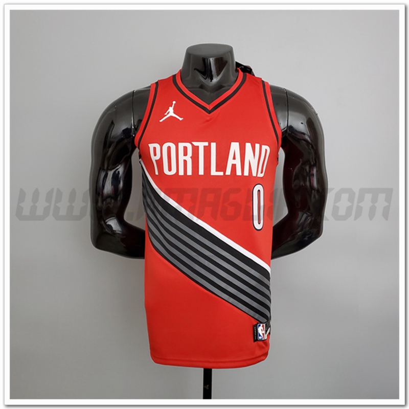 Maglia Portland Trail Blazers (Lillard #0) Rosso Jordan Style