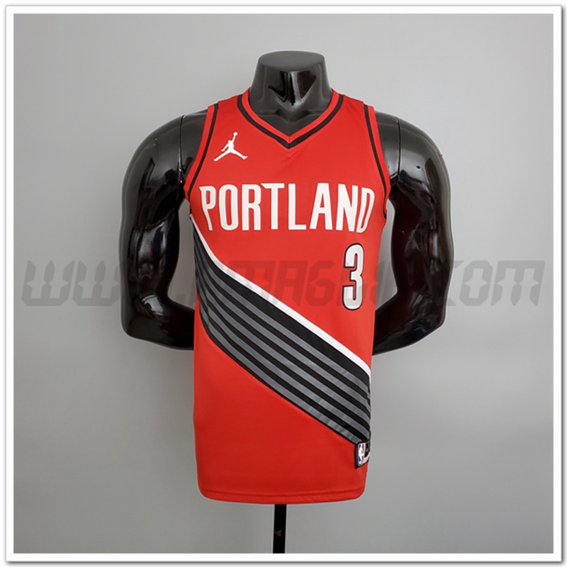 Maglia Portland Trail Blazers (McCollum #3) Rosso Jordan Style