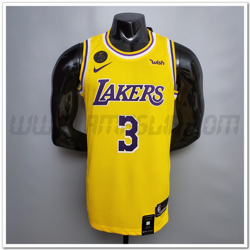 Maglia Los Angeles Lakers (Davis #3) Giallo Encolure Ronde Commemorative Edition