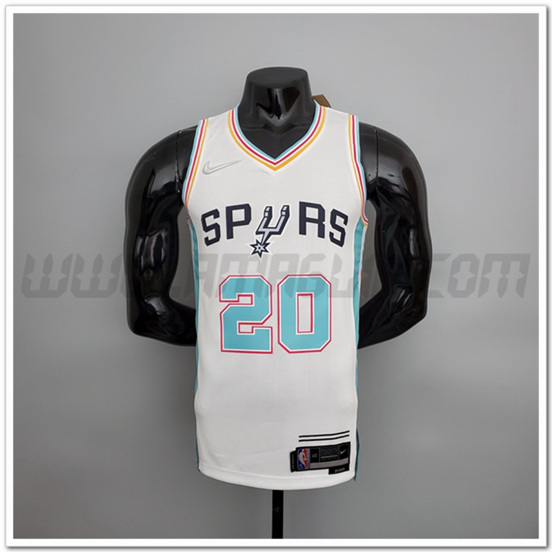 Maglia San Antonio Spurs (Ginobili #20) Stagione 2022 Bianco Citta