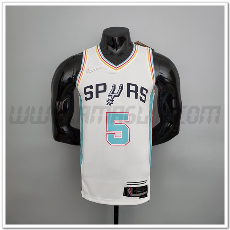 Maglia San Antonio Spurs (Murray #5) Stagione 2022 Bianco Citta