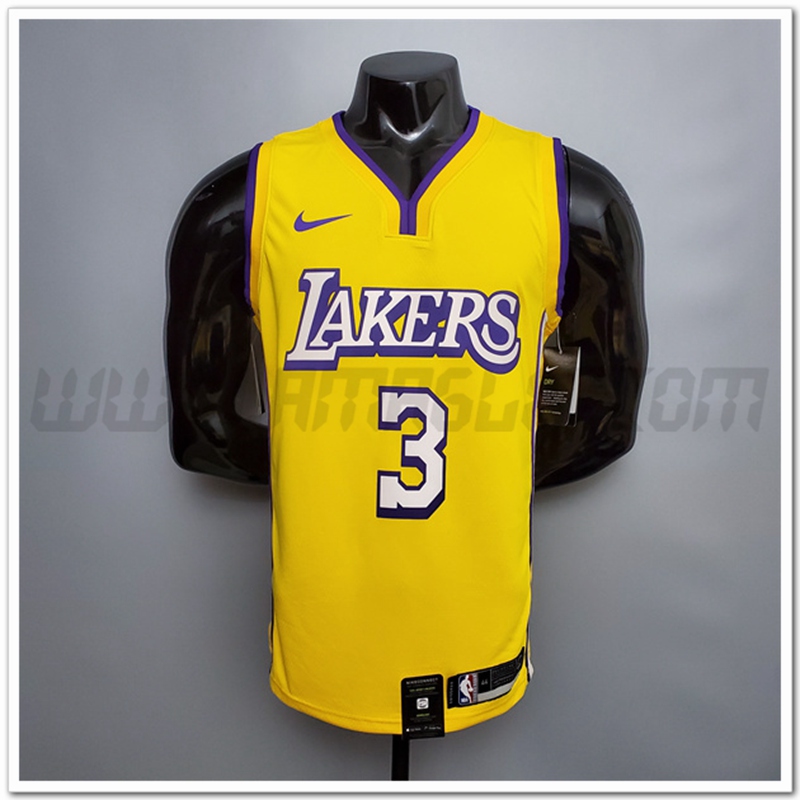 Maglia Los Angeles Lakers (Davis #3) Giallo V-collerette Citta