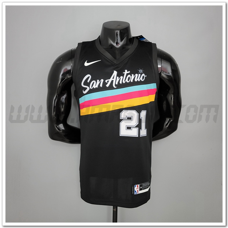 Nuovo Maglia San Antonio Spurs (Duncan #21) Nero Citta