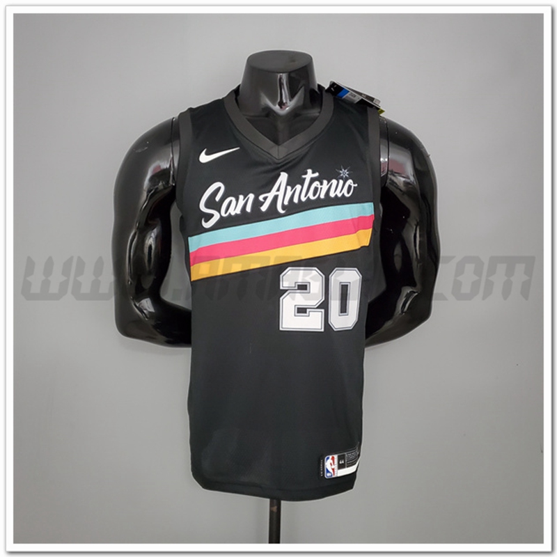 Nuovo Maglia San Antonio Spurs (Ginobili #20) Nero Citta