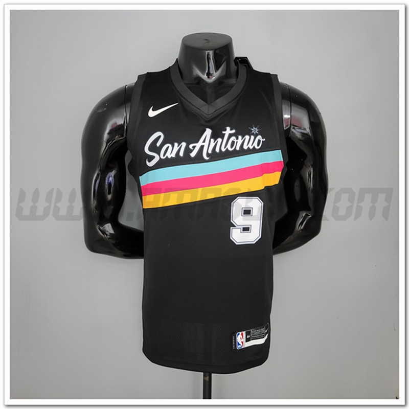 Nuovo Maglia San Antonio Spurs (Parker #9) Nero Citta