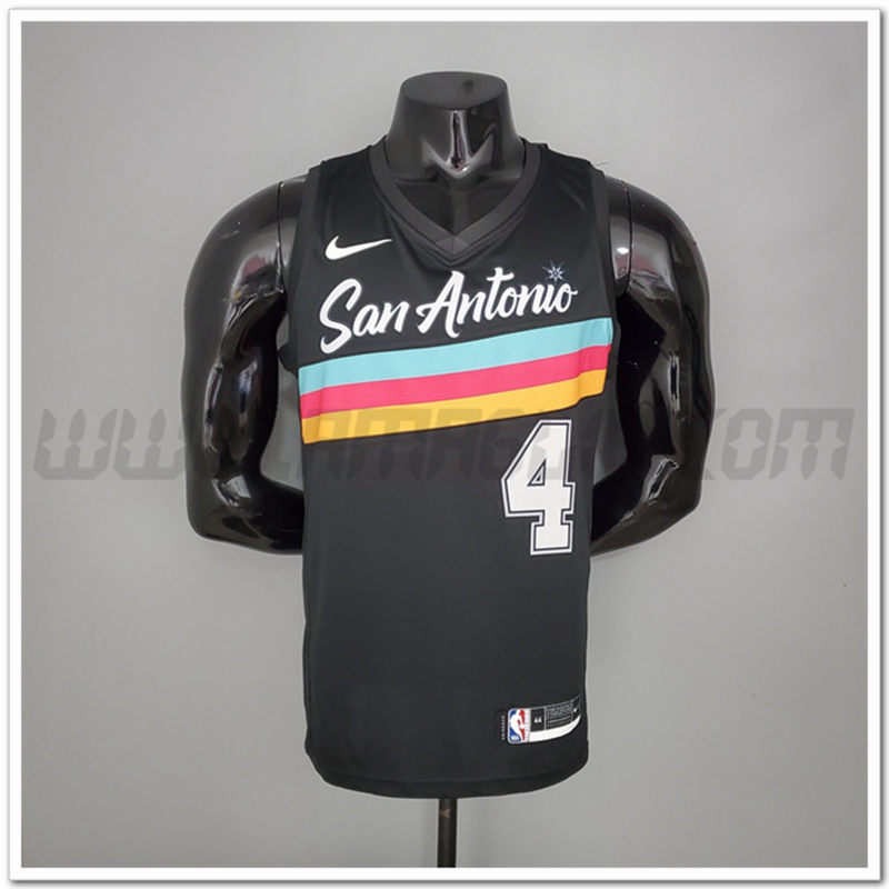 Nuovo Maglia San Antonio Spurs (White #4) Nero Citta