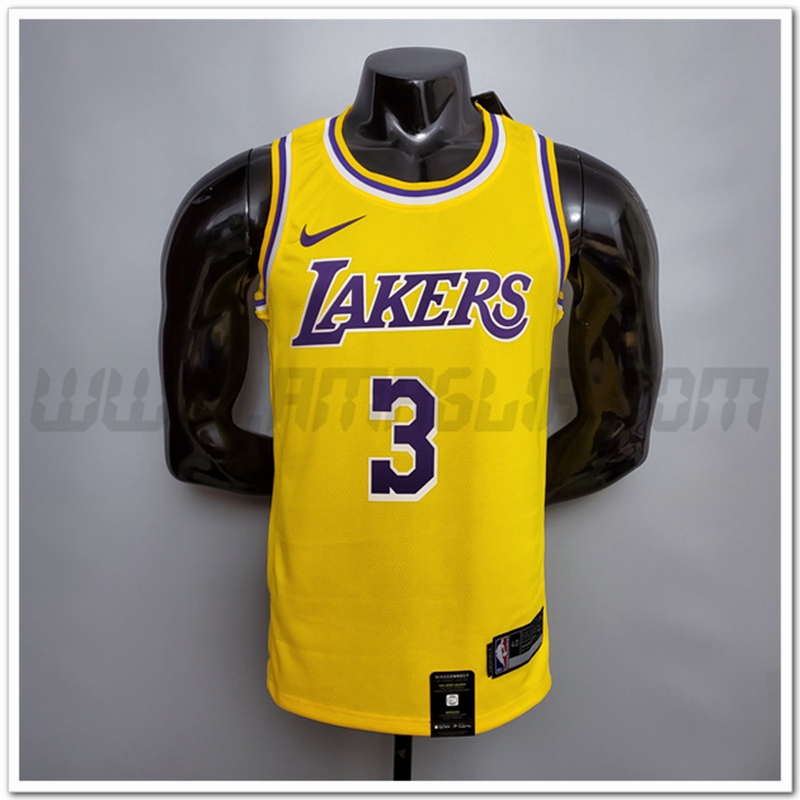 Nuovo Maglia Los Angeles Lakers (Davis #3) Giallo Encolure Ronde