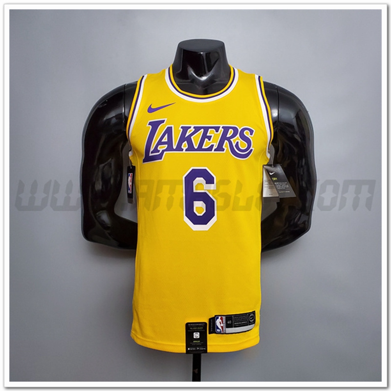 Maglia Los Angeles Lakers (James #6) Giallo Encolure Ronde