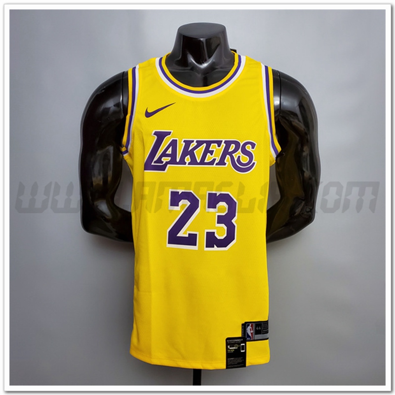 Maglia Los Angeles Lakers (James #23) Giallo Encolure Ronde