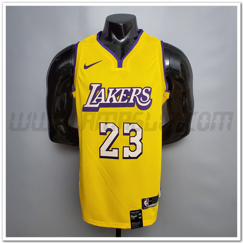 Maglia Los Angeles Lakers (James #23) Giallo V-collerette Citta