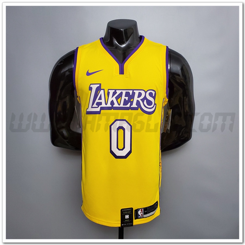 Maglia Los Angeles Lakers (Kuzma #0) Giallo V-collerette Citta