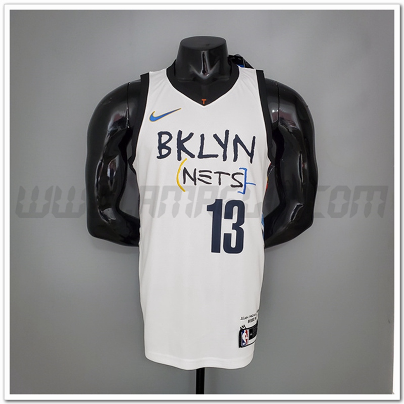 Maglia Brooklyn Nets (Harden #13) Bianco Graffiti